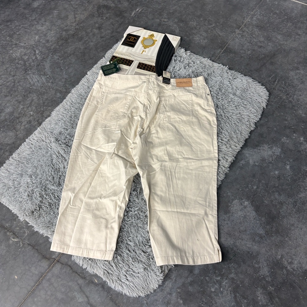 NWT Lauren Ralph Lauren Hyannis Highlight Women's Cream Sand Dune Capris 20W - Picture 13 of 16
